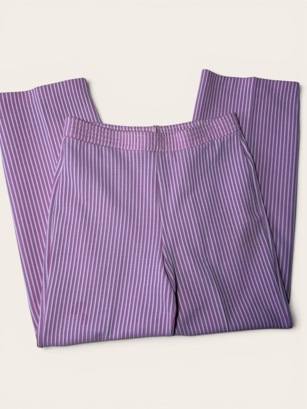 Lavender Pinstripe Straight Leg Pants High Rise Casual Trousers